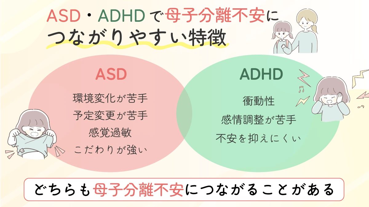 ASD ADHDで母子分離不安につながりやすい特徴